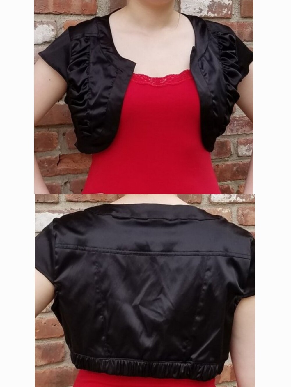 Juniors Black Ruffle Shrug